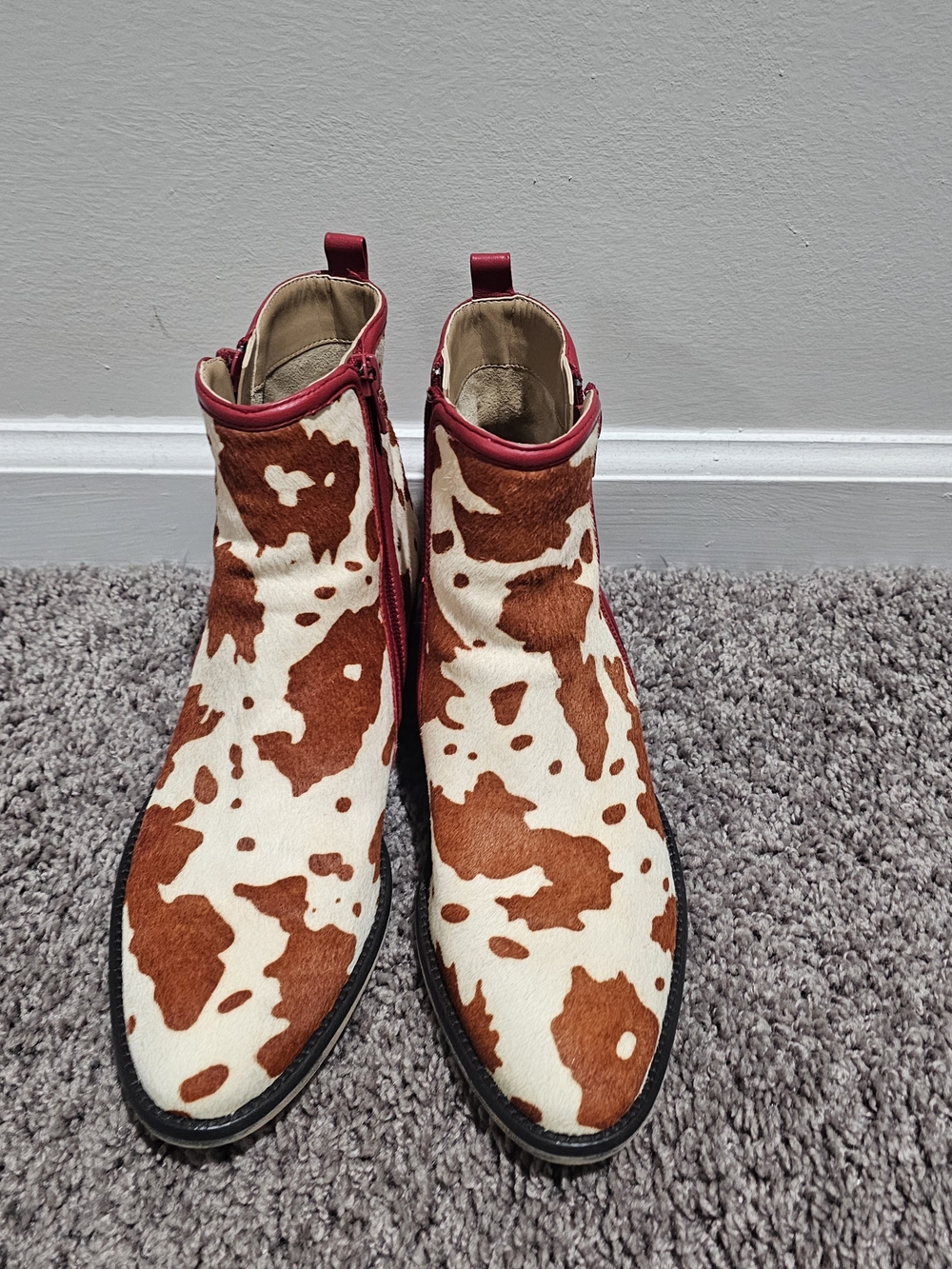 Vaneli Halima Cow Print Ankle Boots Size 9.5 N